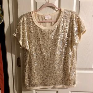 Entro short sleeve gold sequin top